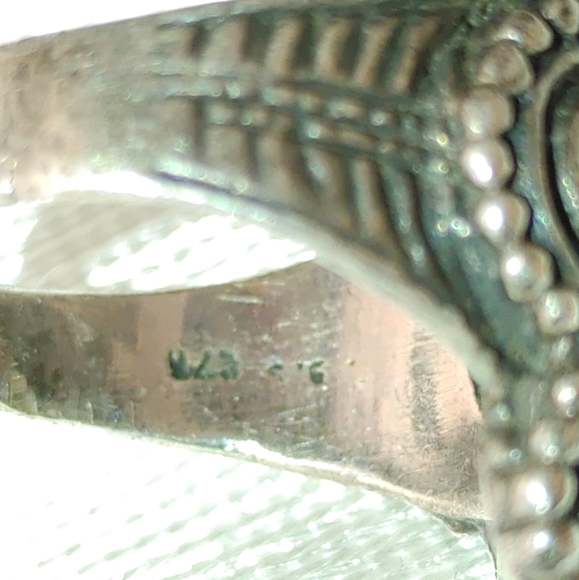 Vintage Sterling silver onyx ring 6 1/2 - Picture 2 of 7